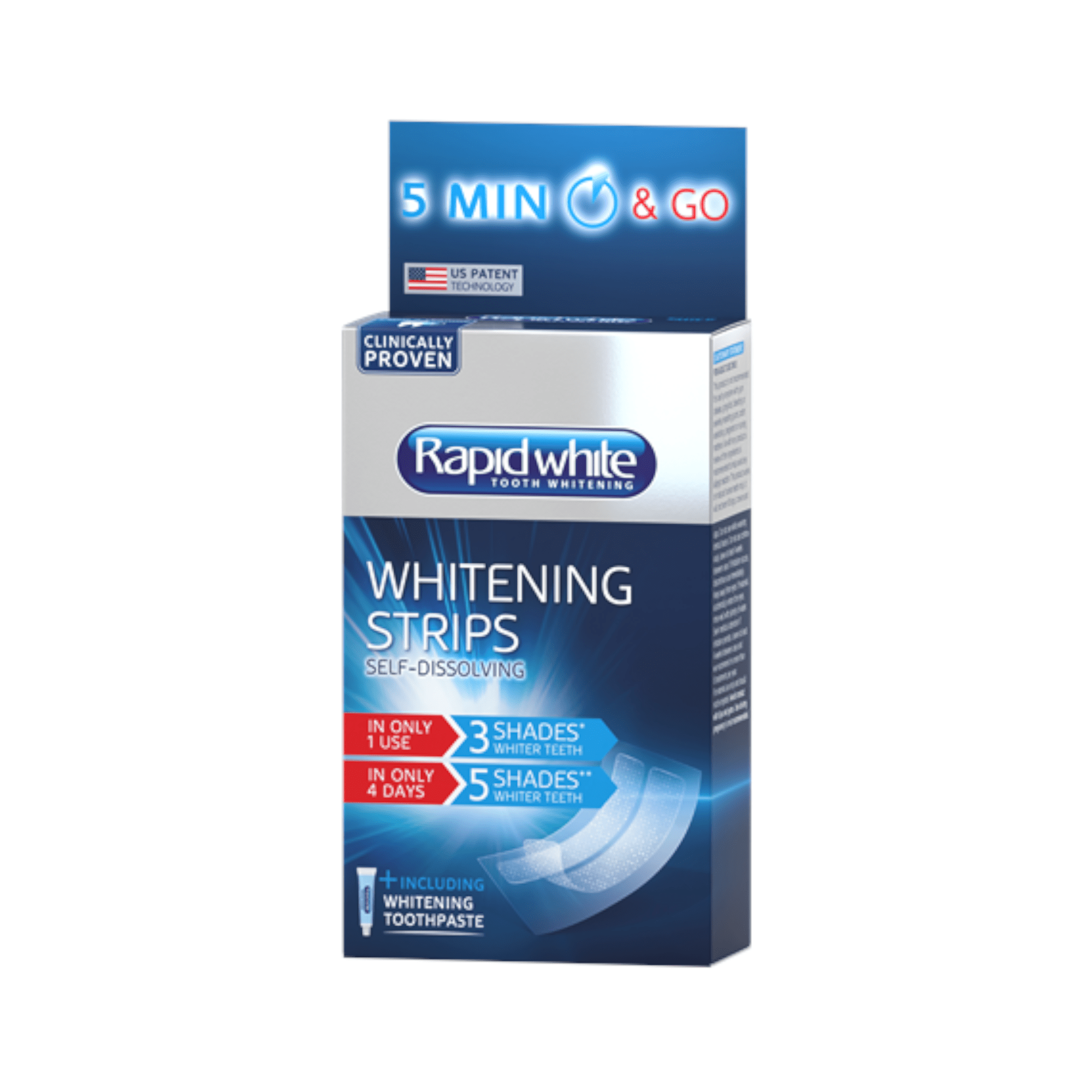 Rapid White juostelės dantų balinimui Max effect N14