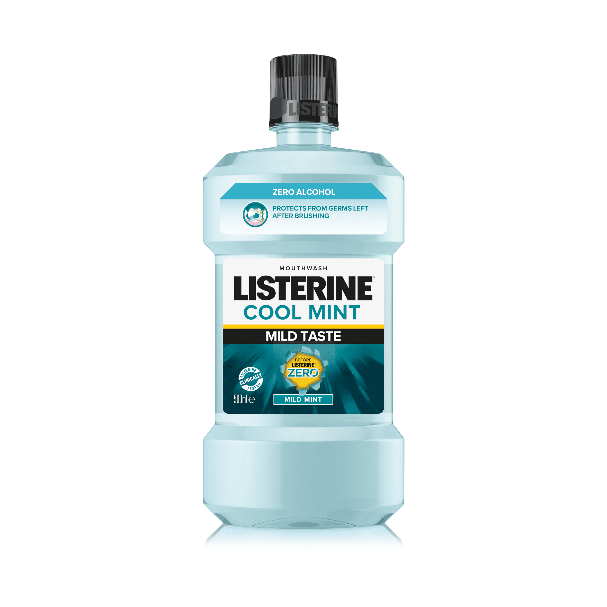 LISTERINE burnos skalavimo skystis, be alkoholio, COOL MINT MILD TASTE 500 ml LISTERINE burnos skalavimo skystis, be alkoholio, COOL MINT MILD TASTE 500 ml