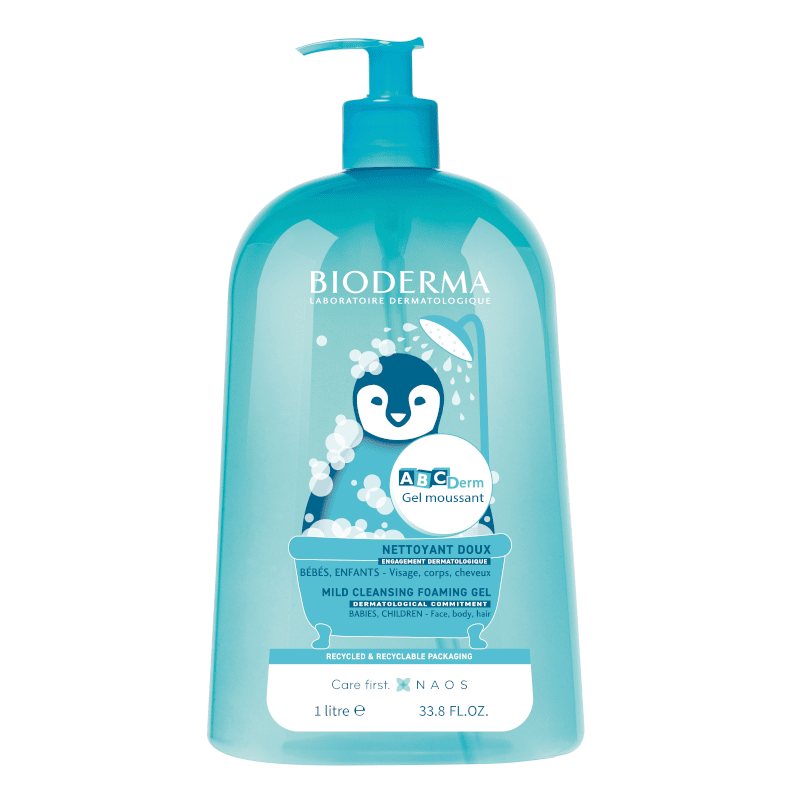 BIODERMA gelinis prausiklis kūdikių ir vaikų kūnui ir plaukams ABCDERM GEL MOUSSANT, 1000 ml