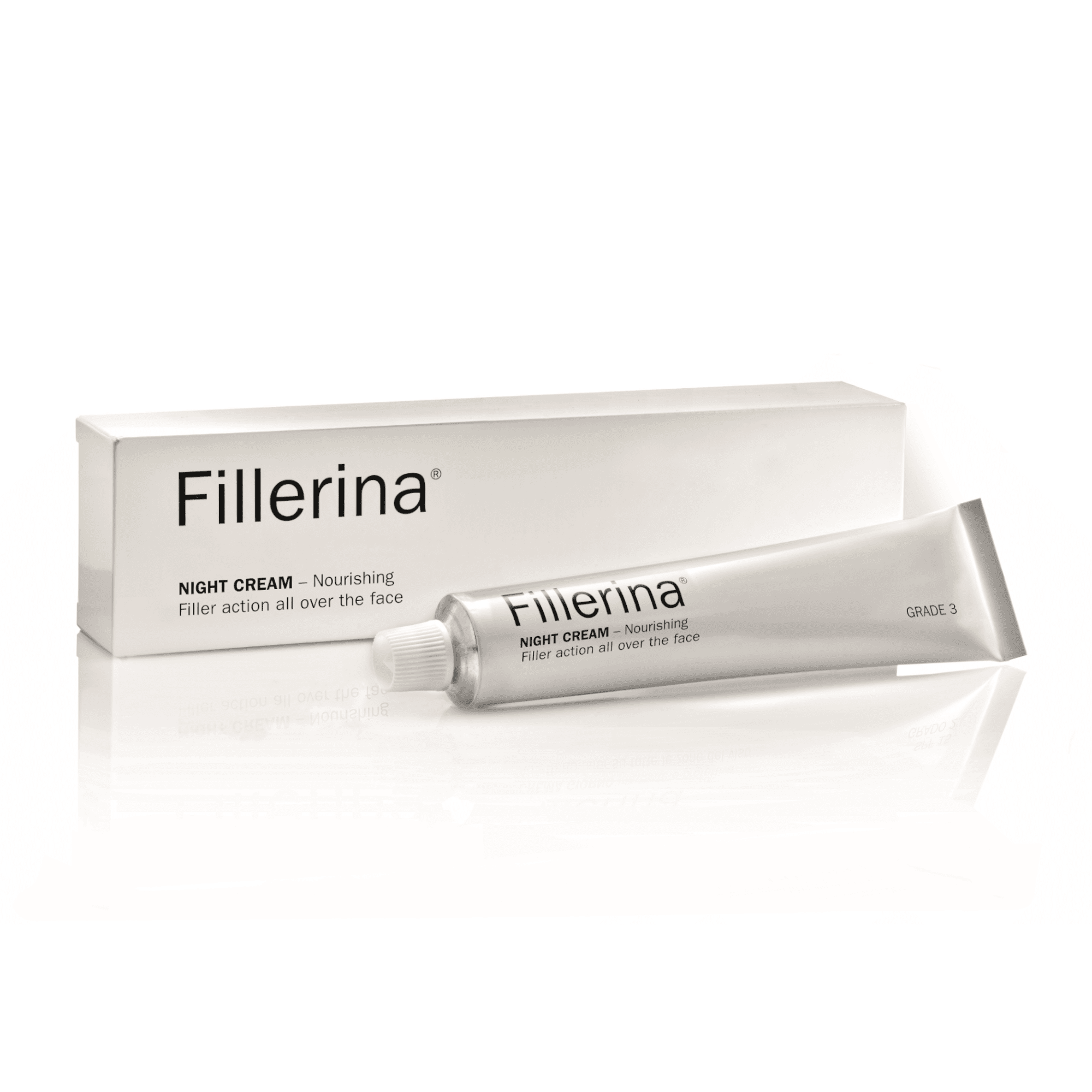 FILLERINA naktinis kremas su 6 hialurono rūgštimis ir peptidais, 3 lygis, 50 ml