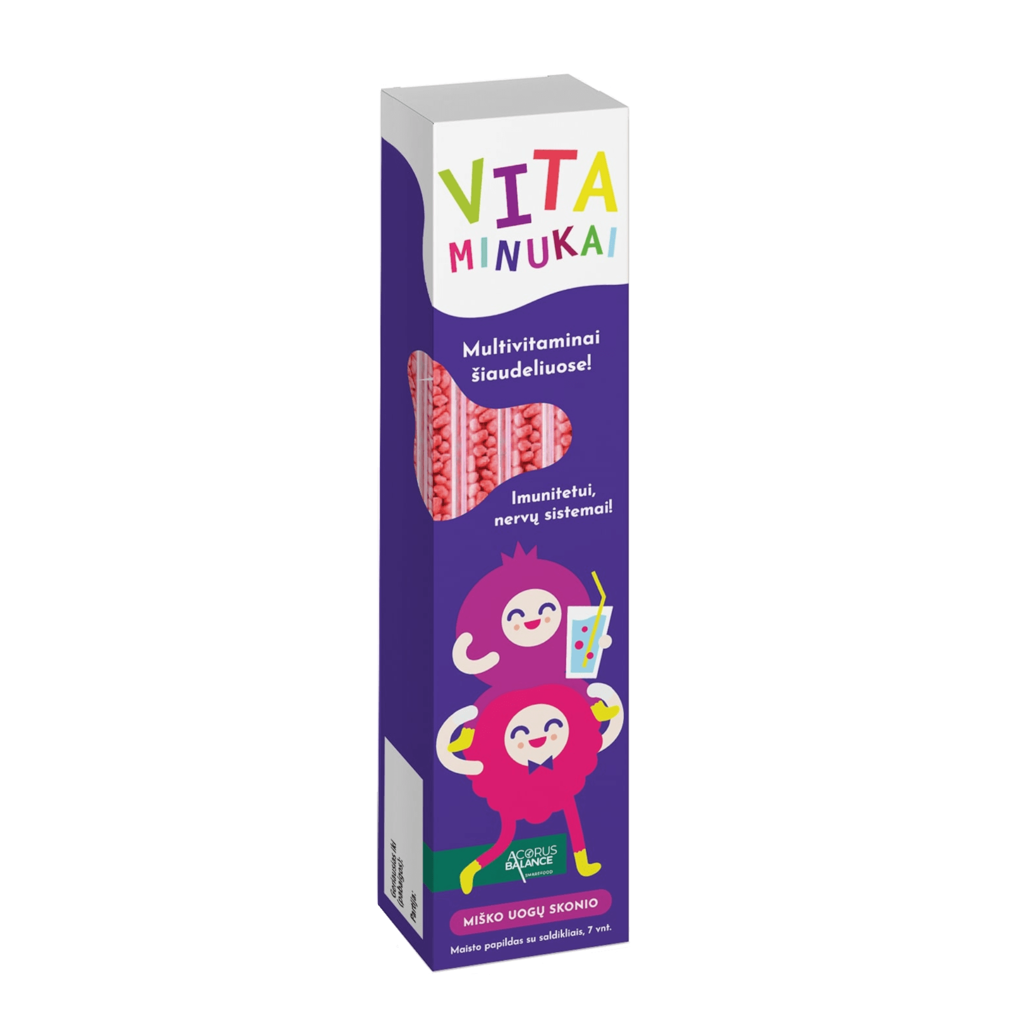 ACORUS BALANCE multivitaminai VITAMINUKAI, miško uogų skonio granulės šiaudeliuose 5,2 g x 7 ACORUS BALANCE multivitaminai VITAMINUKAI, miško uogų skonio granulės šiaudeliuose 5,2 g x 7