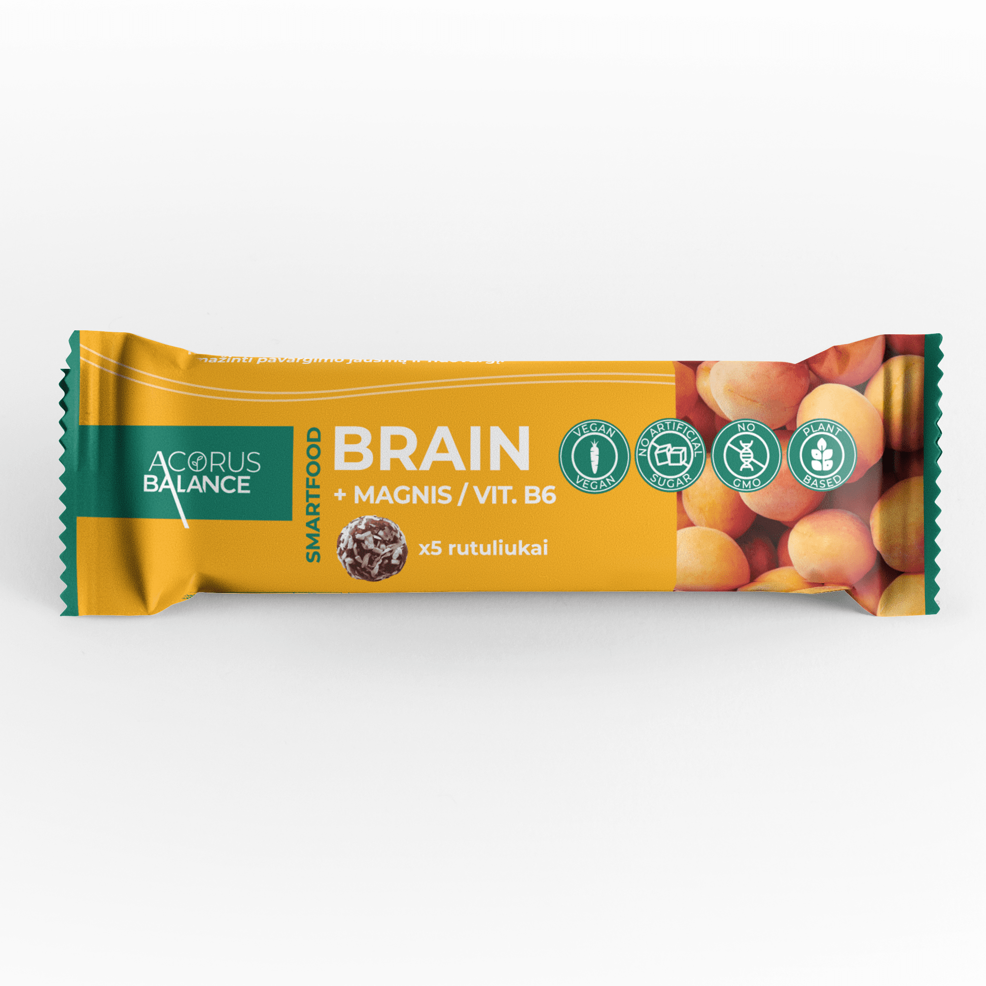 ACORUS BALANCE užkandis su magniu ir vitaminu B6 BRAIN, 5 rutuliukai ACORUS BALANCE užkandis su magniu ir vitaminu B6 BRAIN, 5 rutuliukai