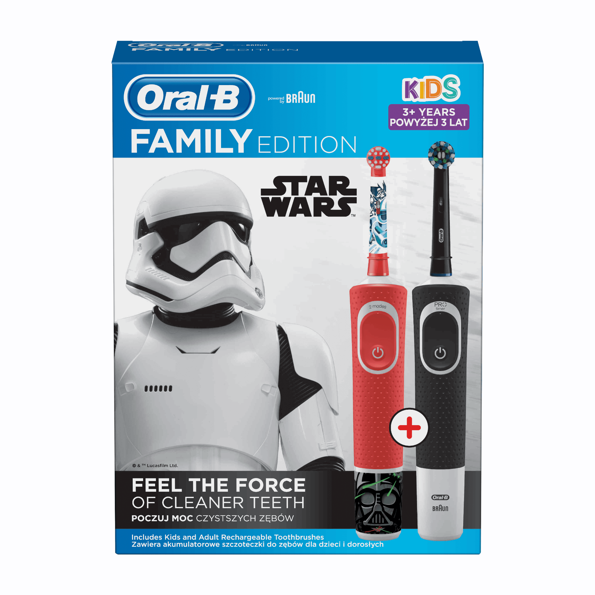 ORAL-B elektrinių dantų šepetėlių 1+1 Vitality D100 ir Vitality STAR WARS rinkinys