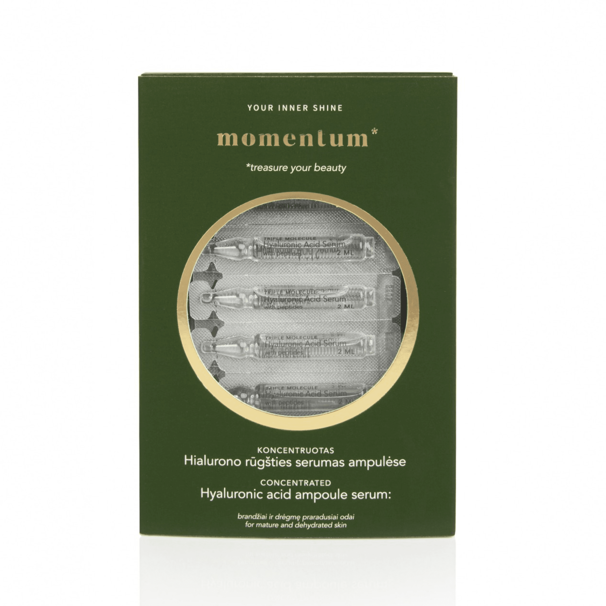MANILLA koncentruotas hialurono rūgšties serumas ampulėse MOMENTUM 28 ml