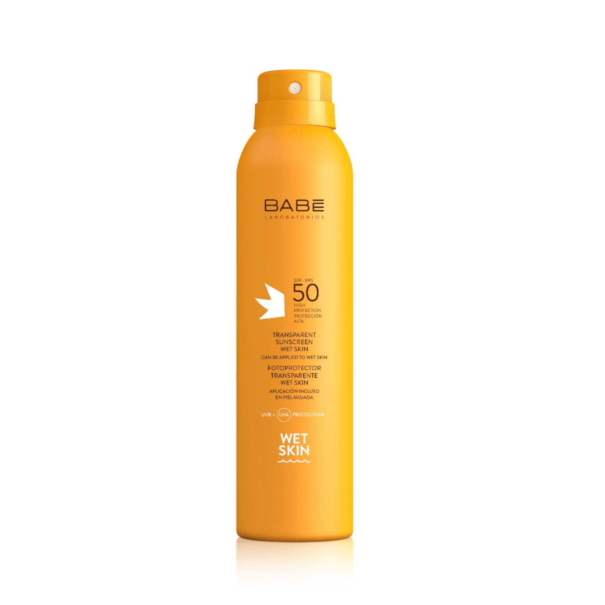 BABĒ skaidri apsauginė dulksna drėgnai odai SUN WET SKIN, SPF50+, 200 ml