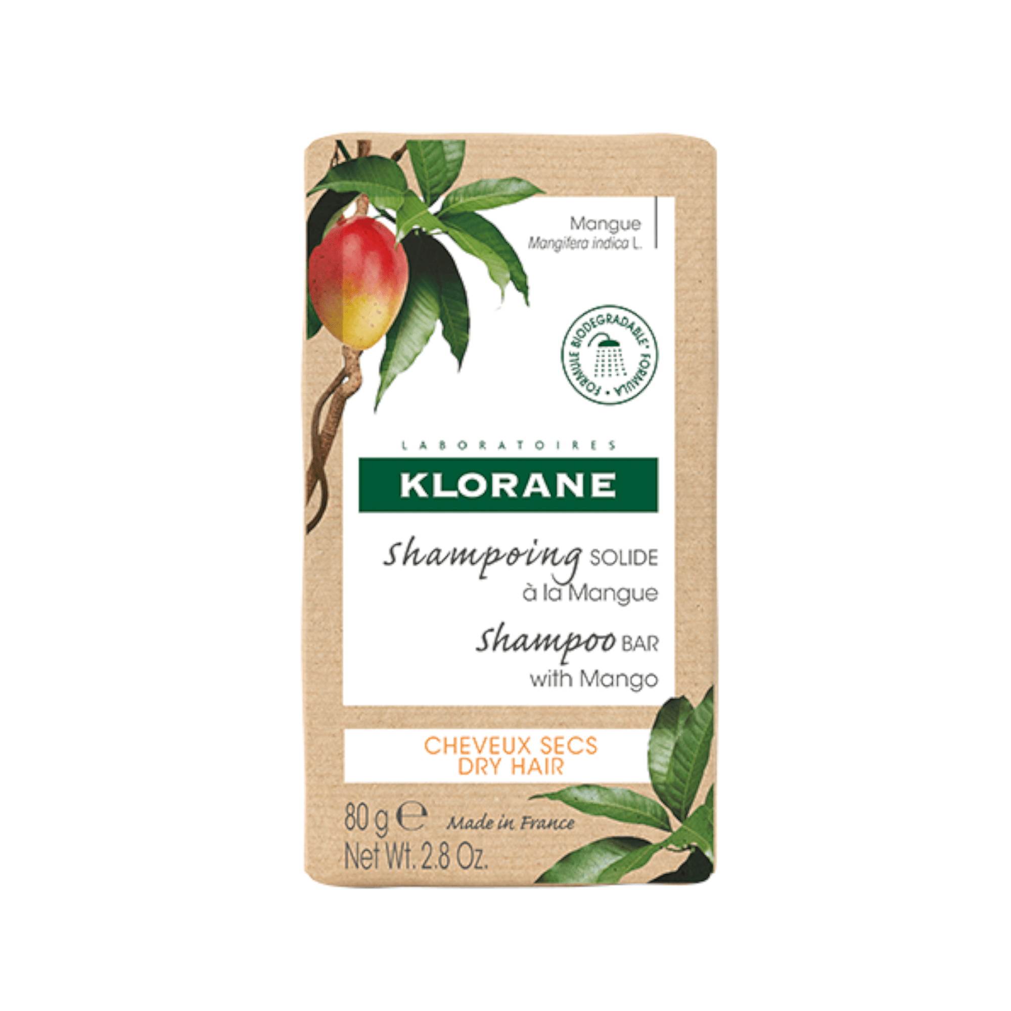 KLORANE maitinamasis kietasis šampūnas su mango sviestu sausiems plaukams MANGO 80 g