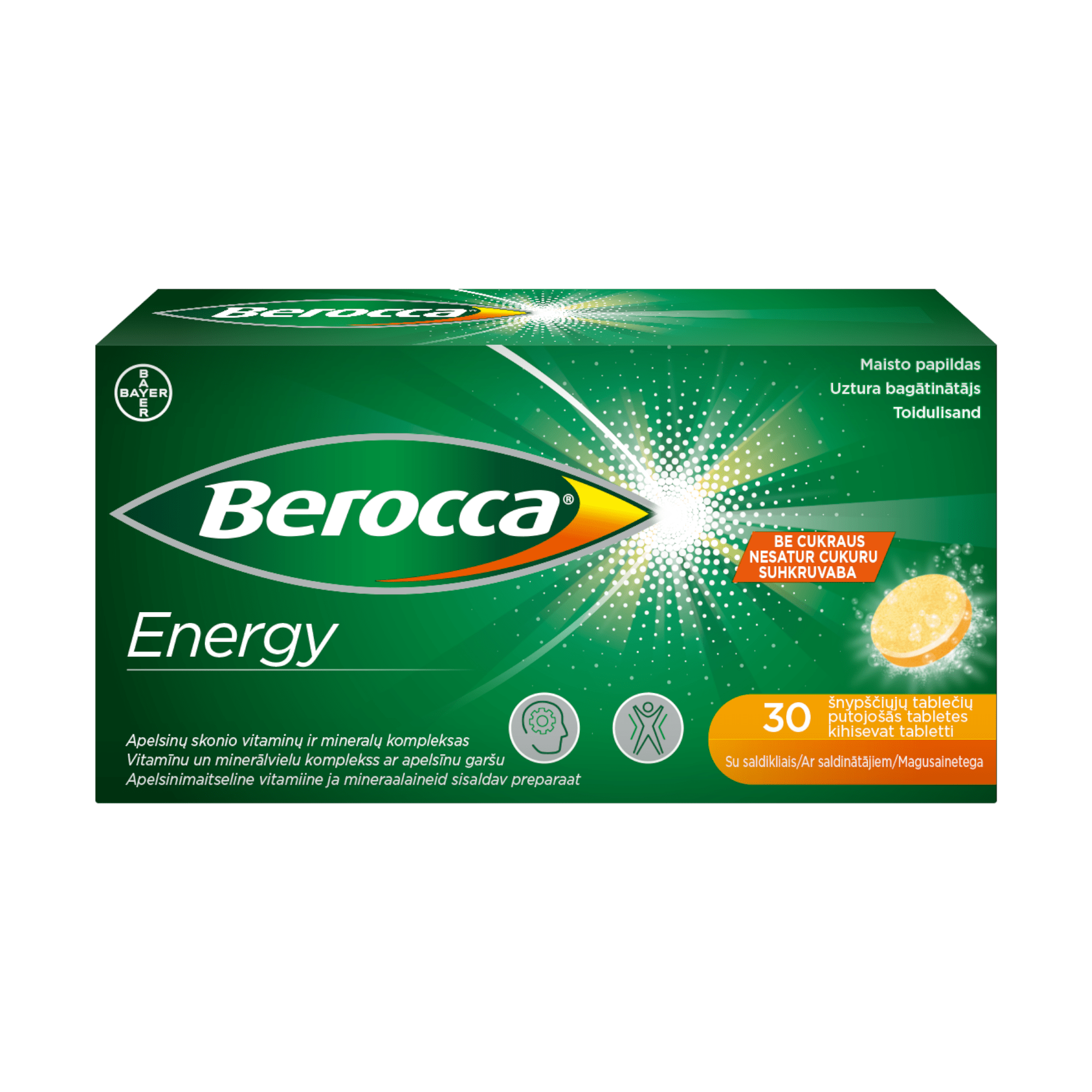 Berocca Energy šnypščiosios tabletės N30 Berocca Energy šnypščiosios tabletės N30