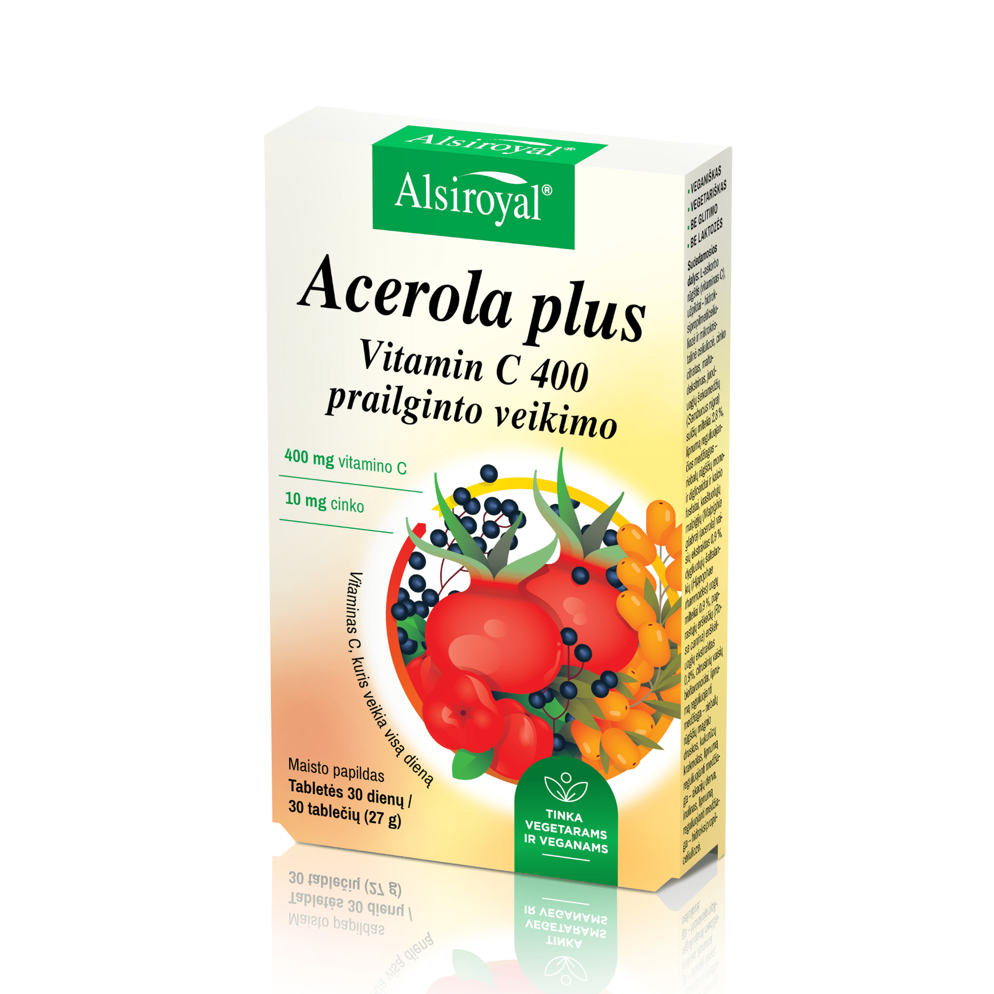ACEROLA PLUS prailginto veikimo vitamino C tabletės N30 ACEROLA PLUS prailginto veikimo vitamino C tabletės N30