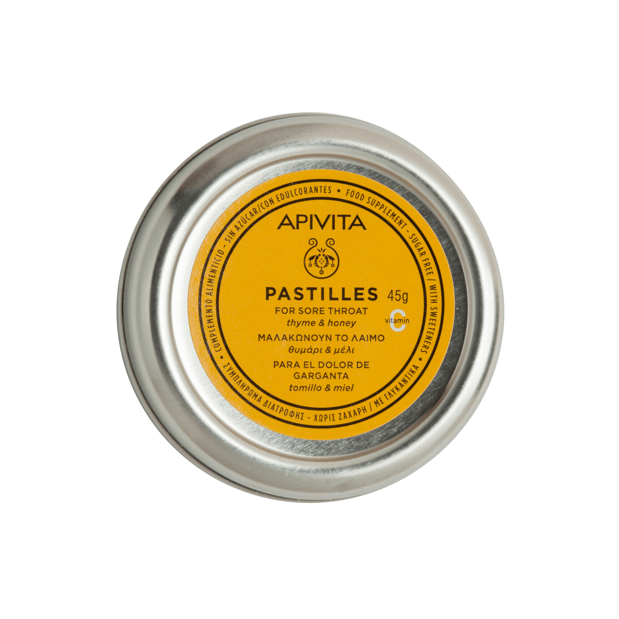 APIVITA pastilės su vitaminu C, čiobreliu ir medumi 45 g APIVITA pastilės su vitaminu C, čiobreliu ir medumi 45 g