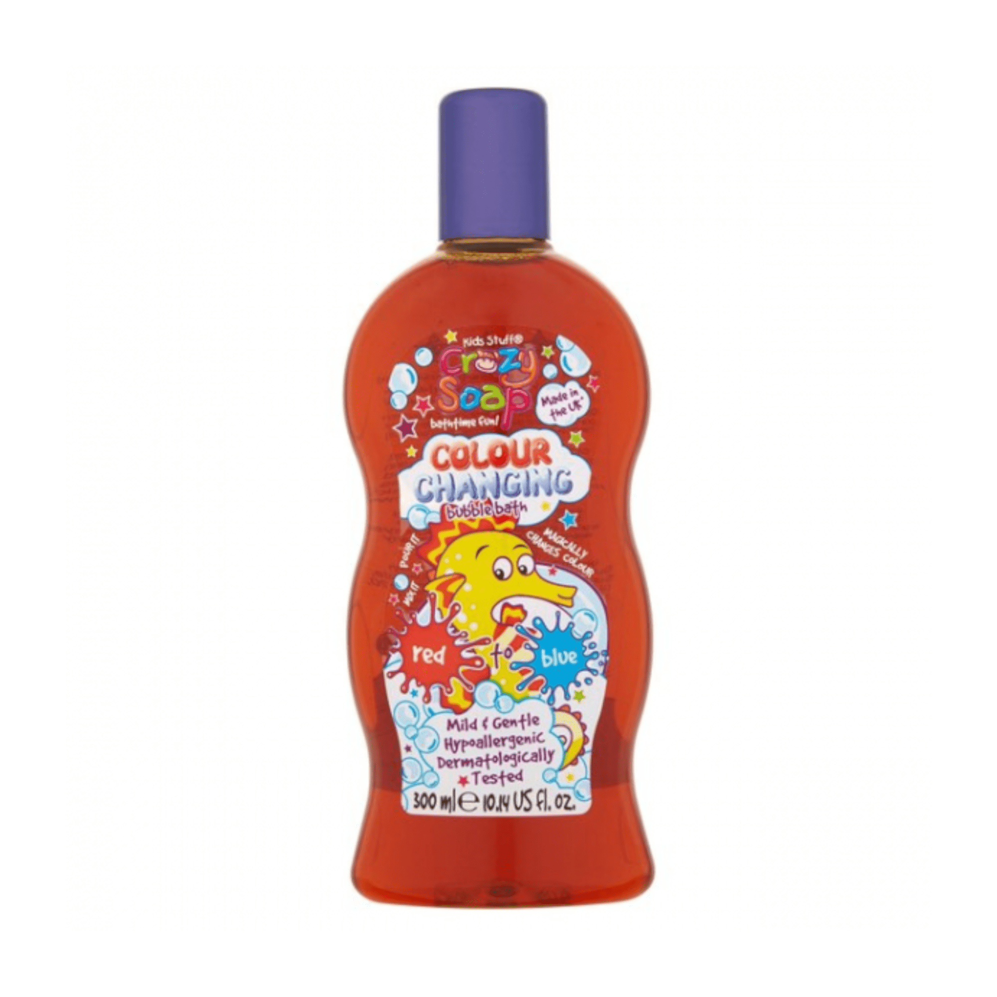 KIDS STUFF iš raudonos į mėlyną spalvą keičiantis vonios skystis CRAZY COLOUR CHANGING RED TO BLUE 300 ml