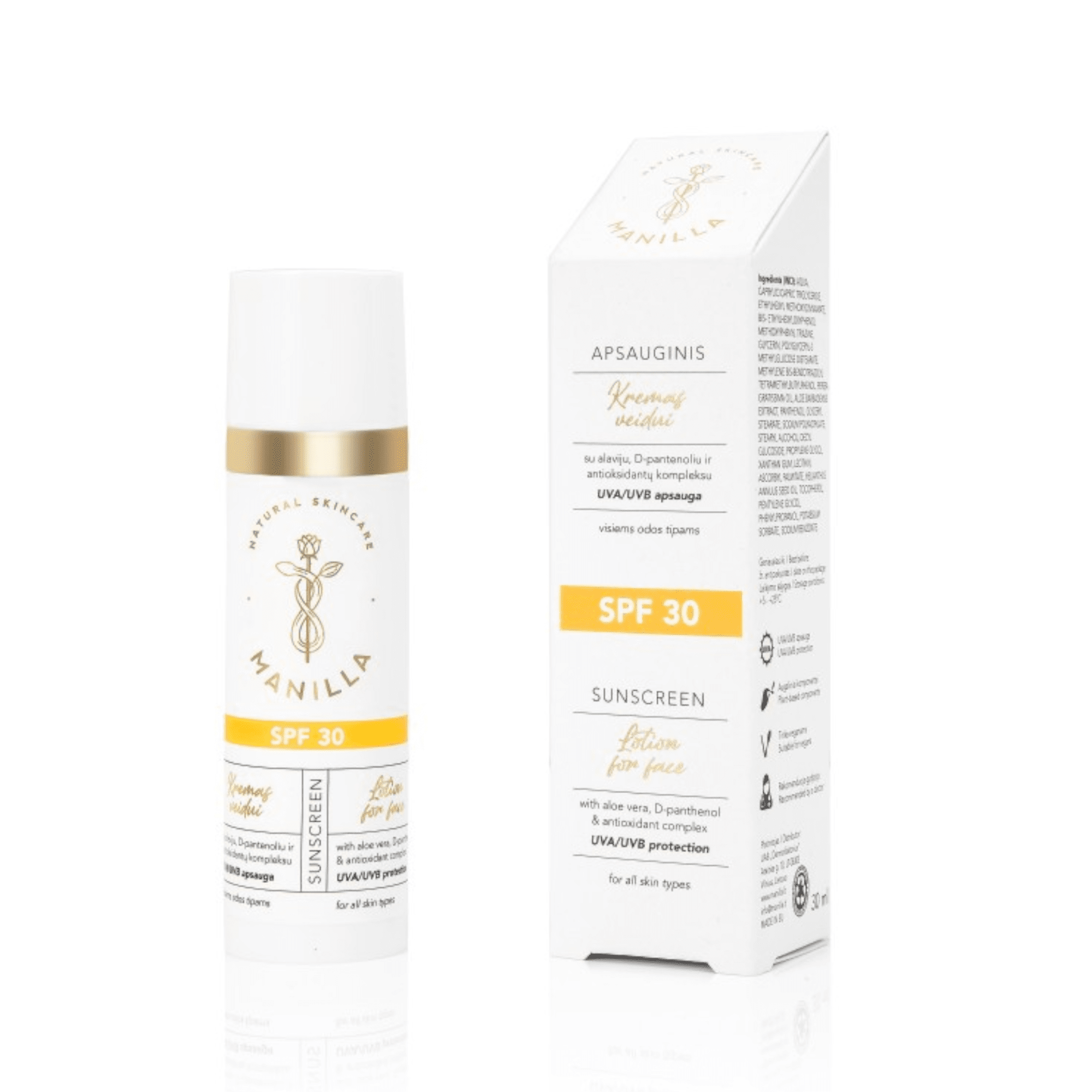 MANILLA apsauginis kremas veidui ODORE, SPF30, 30 ml
