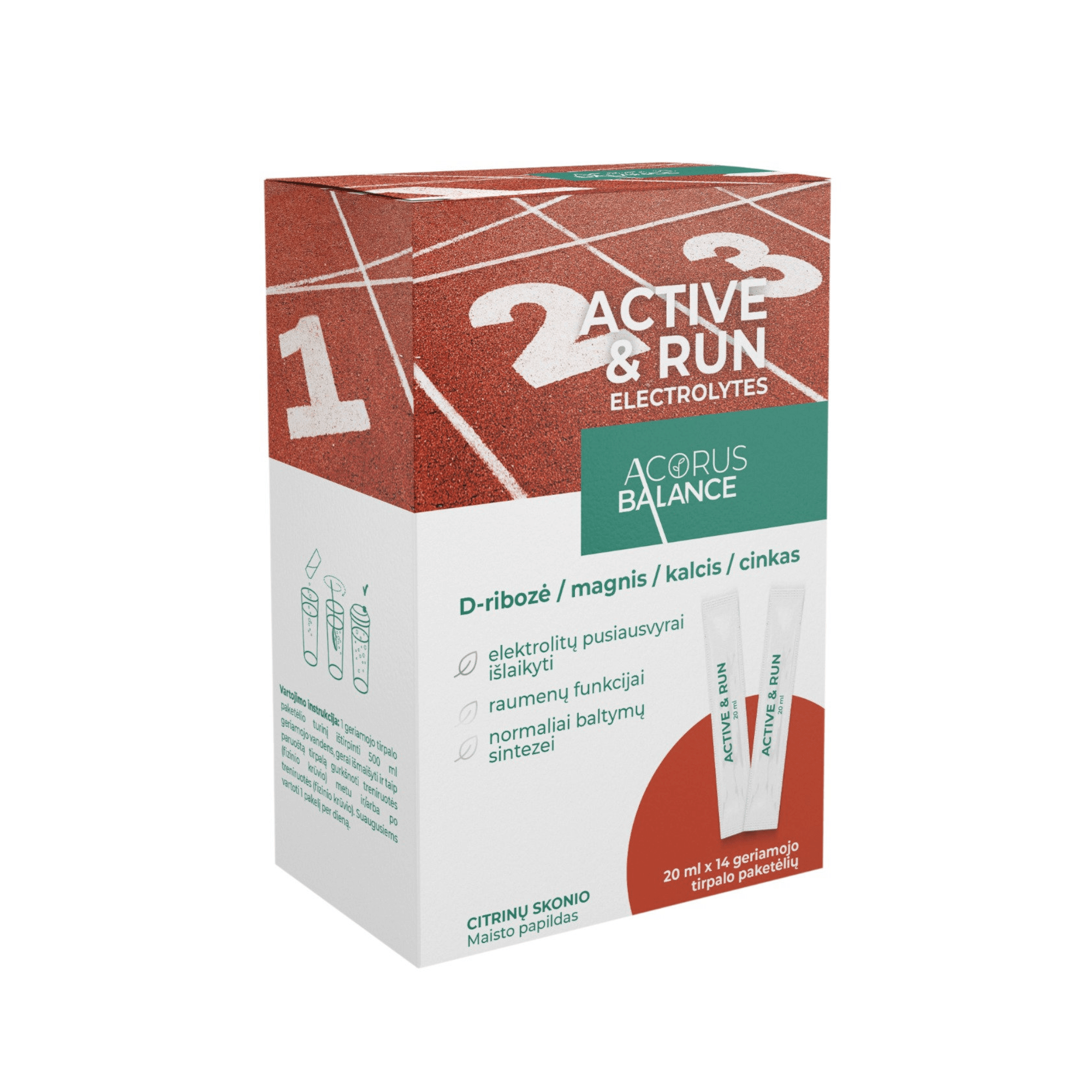 ACORUS BALANCE geriamojo tirpalo paketėliai ACTIVE AND & RUN ELECTROLYTES 20 ml, N14 ACORUS BALANCE geriamojo tirpalo paketėliai ACTIVE AND & RUN ELECTROLYTES 20 ml, N14