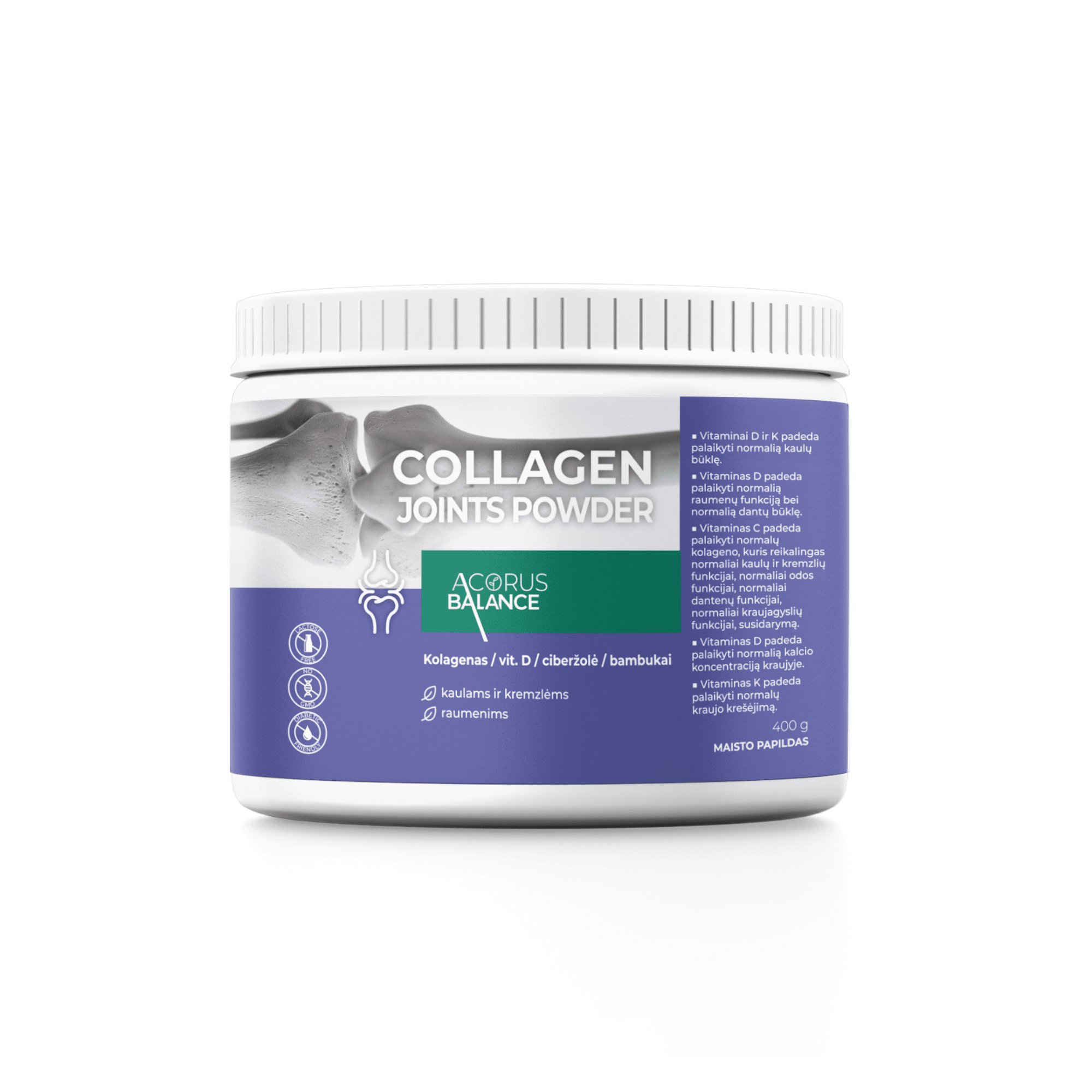 ACORUS BALANCE milteliai COLLAGEN JOINTS POWDER 400 g ACORUS BALANCE milteliai COLLAGEN JOINTS POWDER 400 g