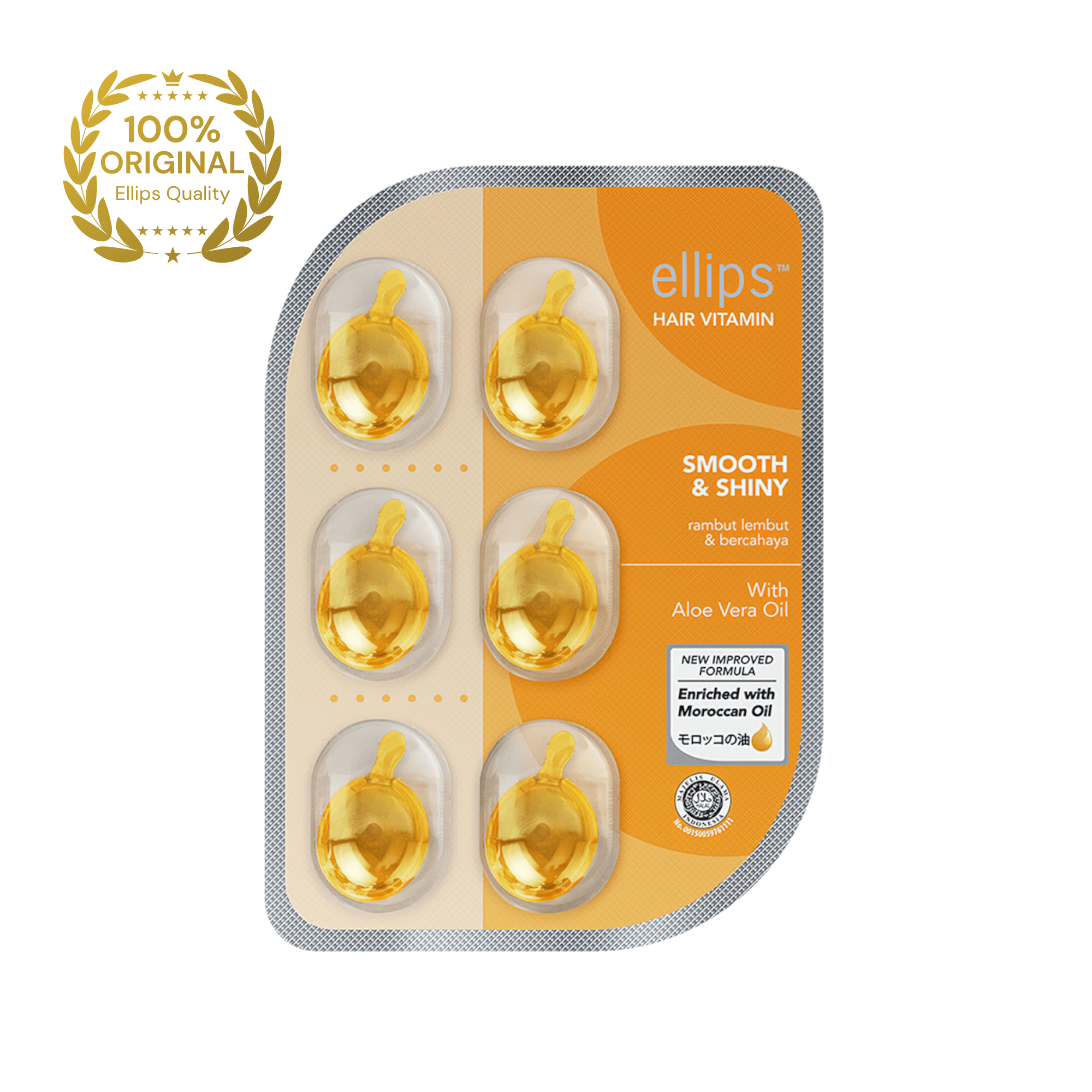 ELLIPS tepami vitaminai plaukams apimčiai suteikti SMOOTH & SHINY N6