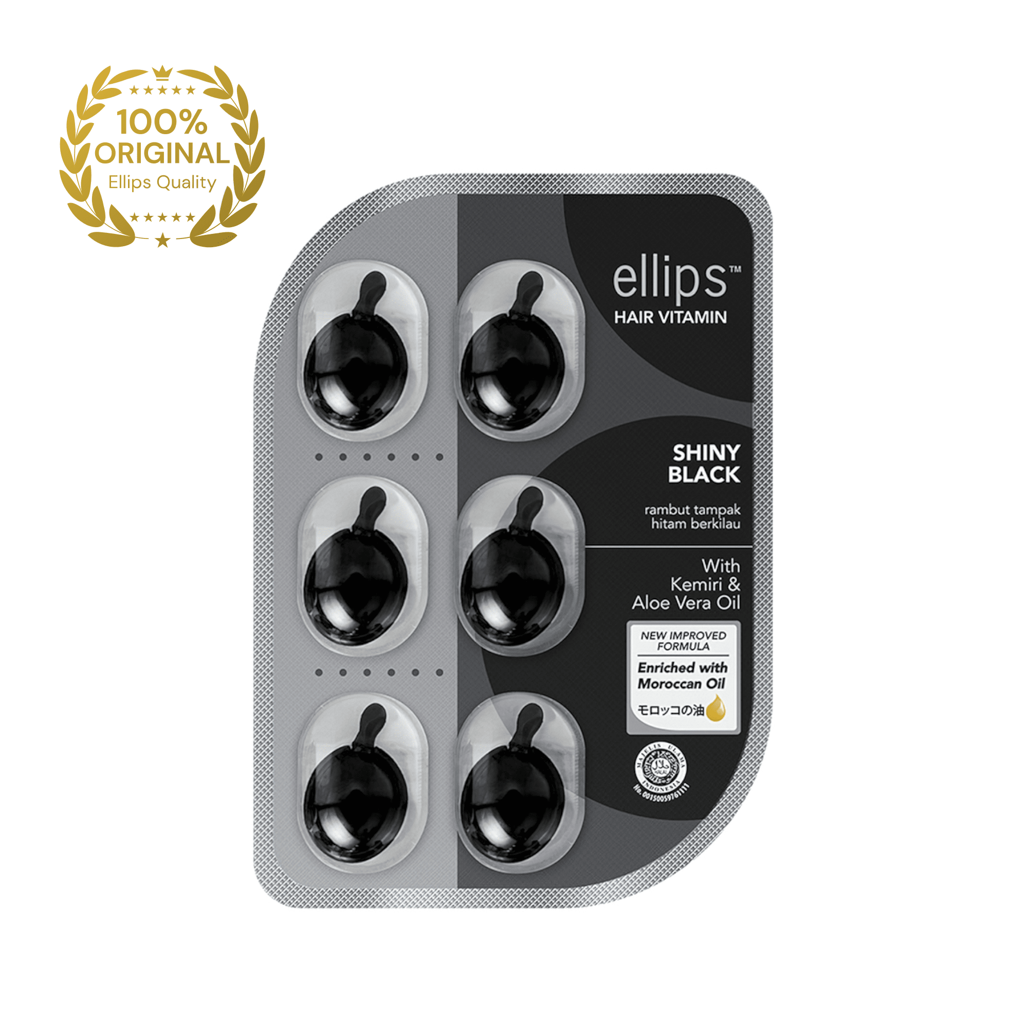 ELLIPS tepami vitaminai tamsiems plaukams SHINY BLACK N6