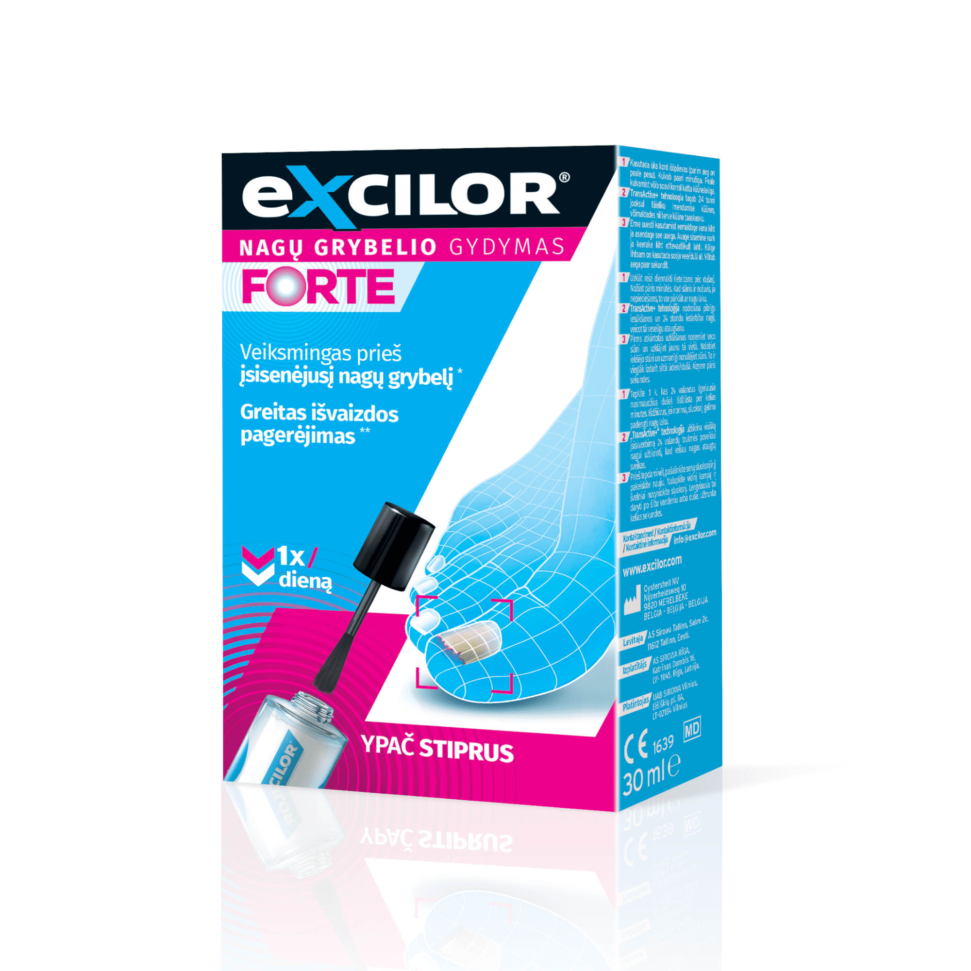 EXCILOR Forte teptukas nagų grybeliui gydyti 30 ml