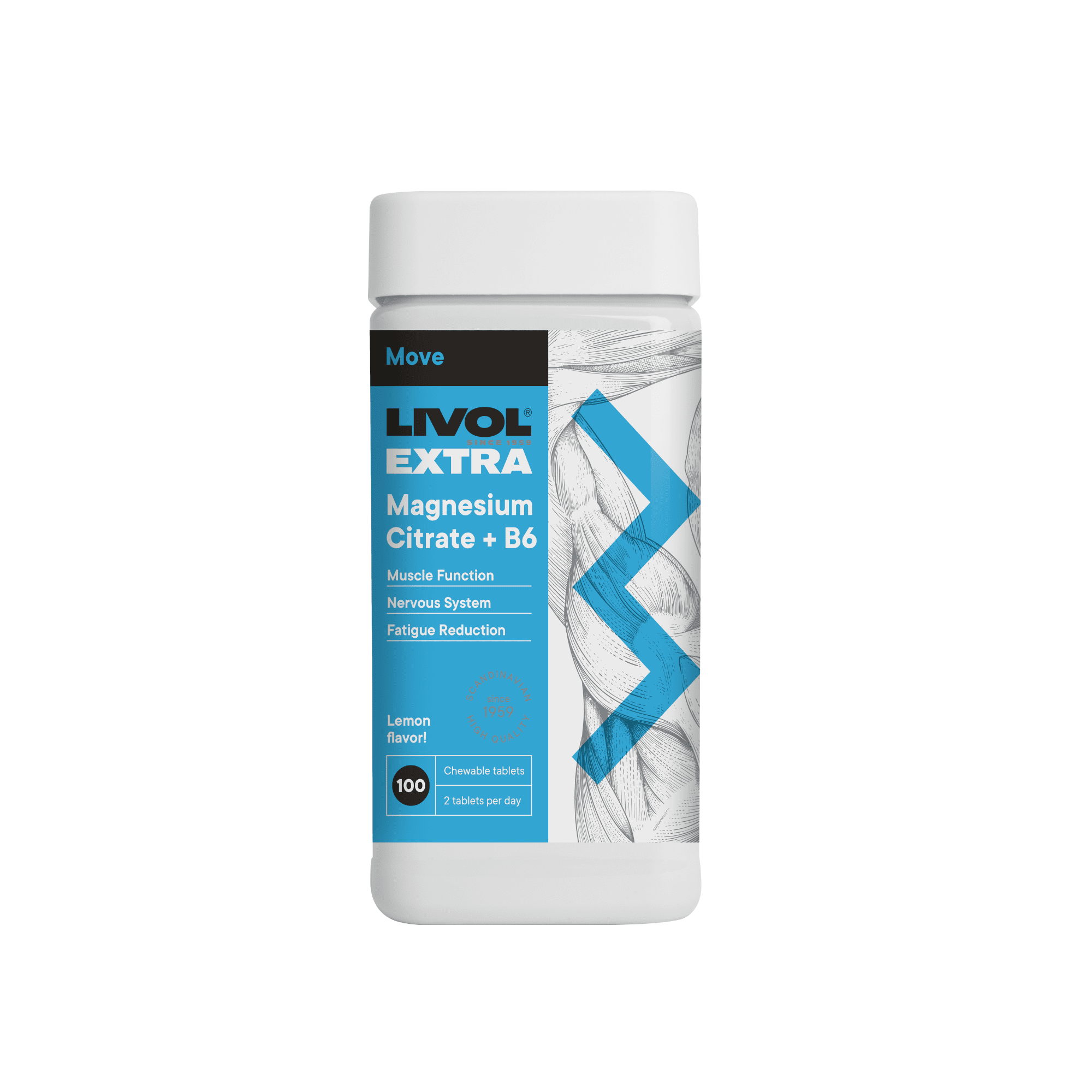 LIVOL EXTRA Magnio citratas + B6 kramtomosios tabletės N100