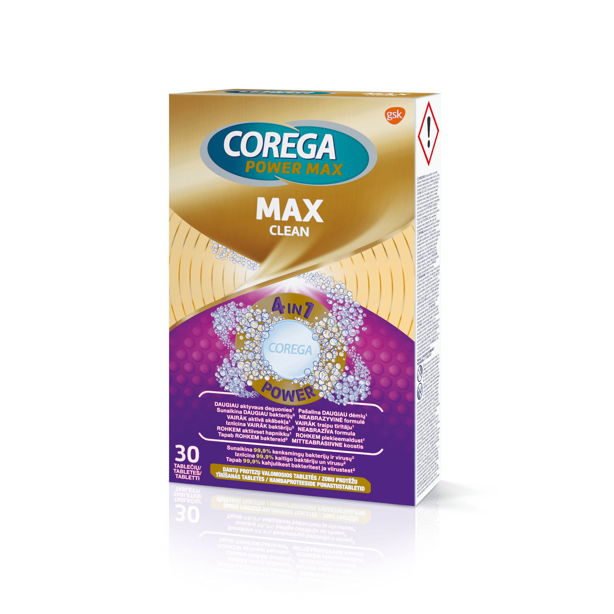 COREGA valomosios dantų protezų tabletės MAX CLEAN N30 COREGA valomosios dantų protezų tabletės MAX CLEAN N30