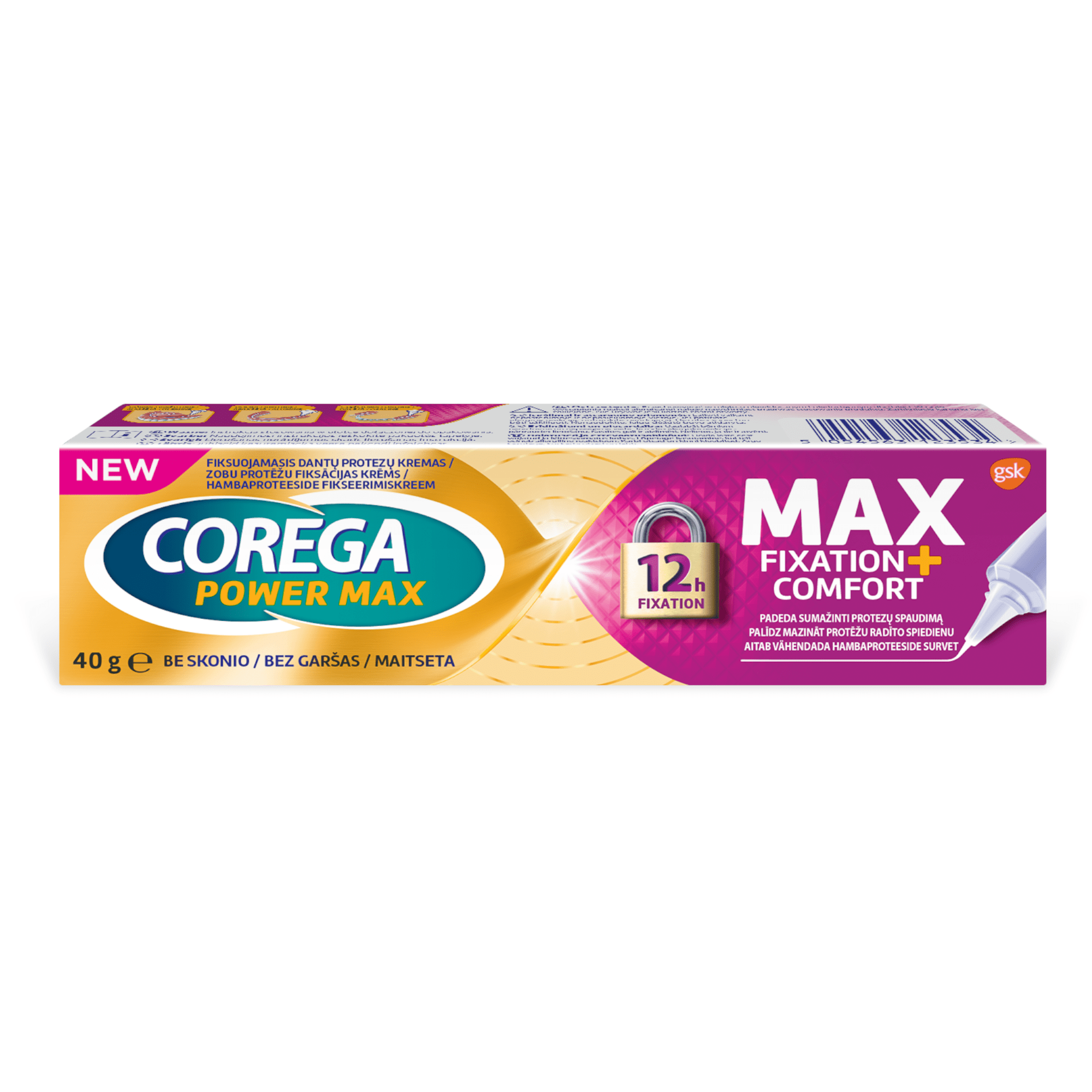 COREGA MAX FIXATION AND COMFORT dantų protezų kremas 40 g COREGA MAX FIXATION AND COMFORT dantų protezų kremas 40 g