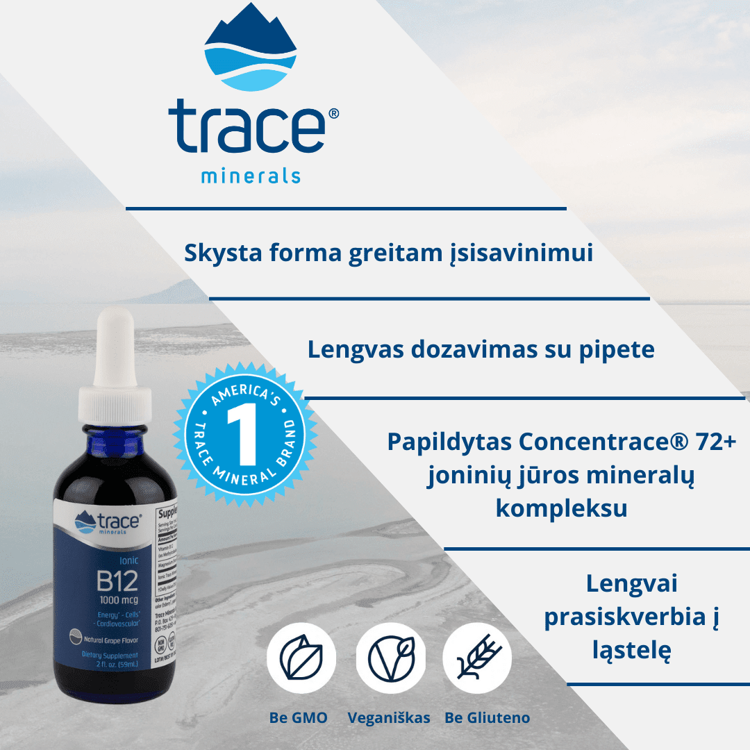 TRACE MINERALS skystas vitaminas B12 1000 mcg, 59 ml ...