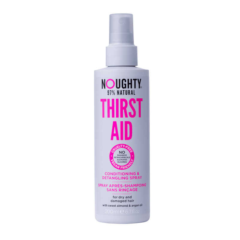 NOUGHTY purškiamas drėkinamasis kondicionierius sausiems, pažeistiems plaukams su saldžiųjų migdolų ir arganų aliejais THIRST AID, 200 ml