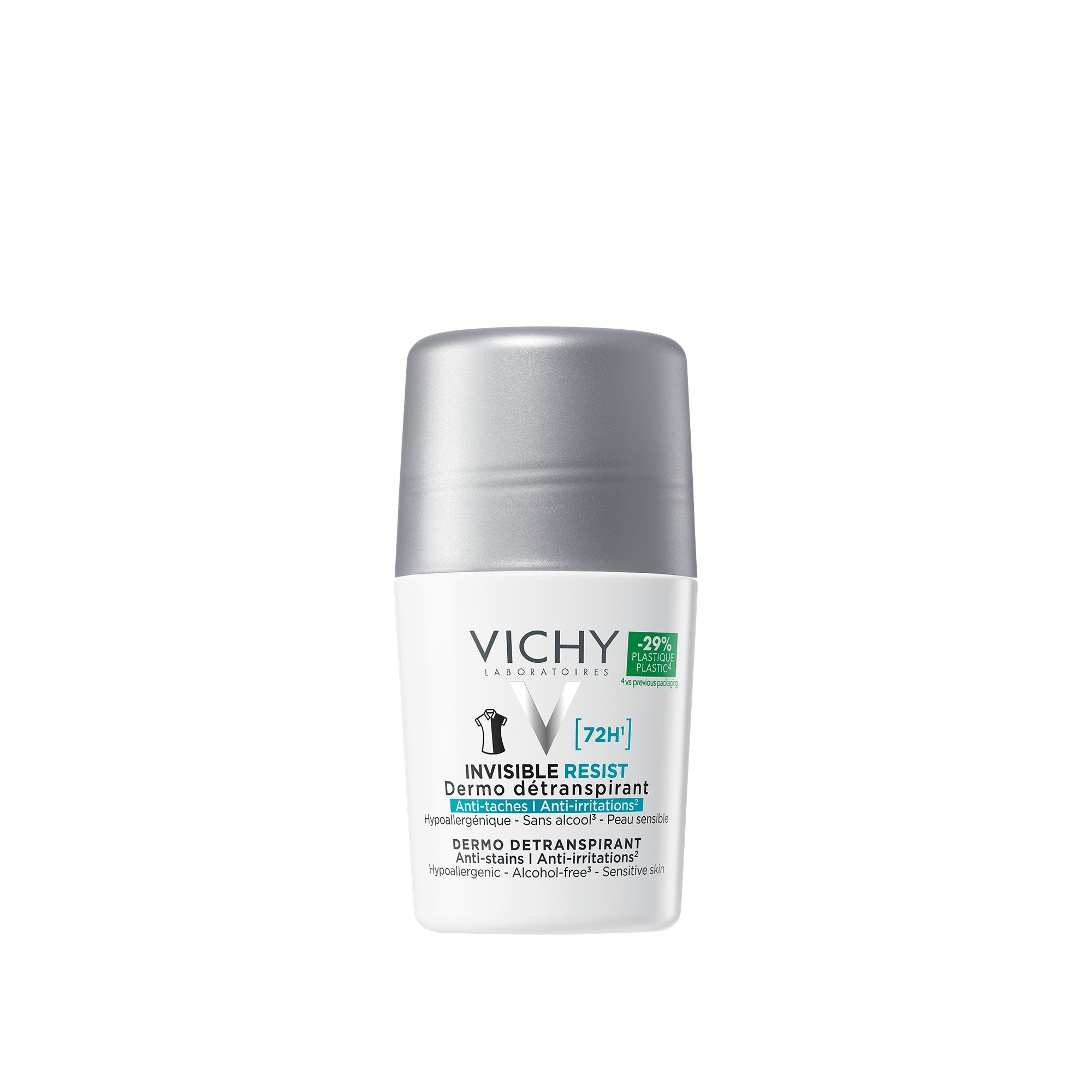 VICHY dėmių nepaliekantis rutulinis antiperspirantas moterims, 50 ml