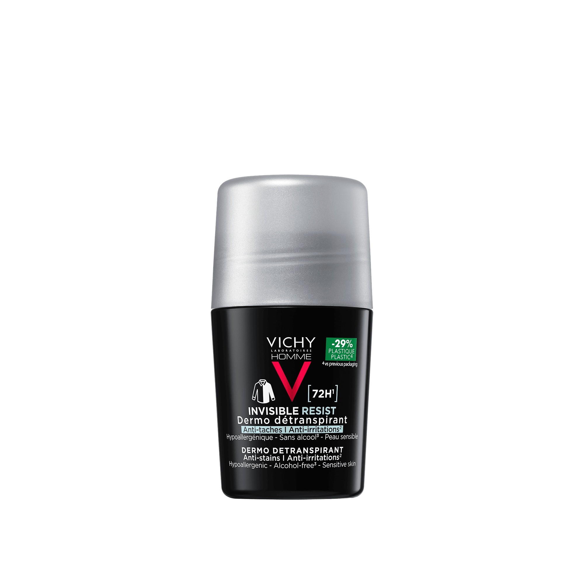VICHY dėmių nepaliekantis rutulinis antiperspirantas vyrams HOMME, 50 ml