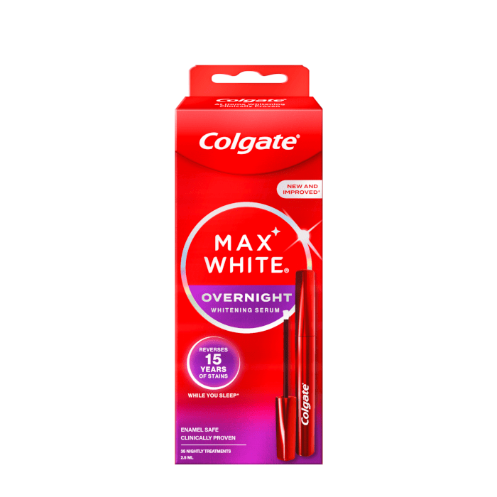 COLGATE, balinamasis dantų serumas, Max White Overnight, 2.5 ml
