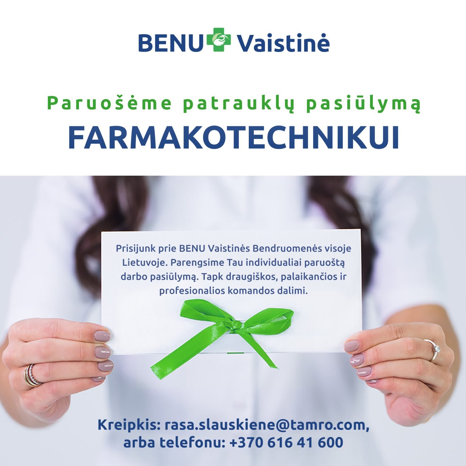 Ieškome farmakotechnikų